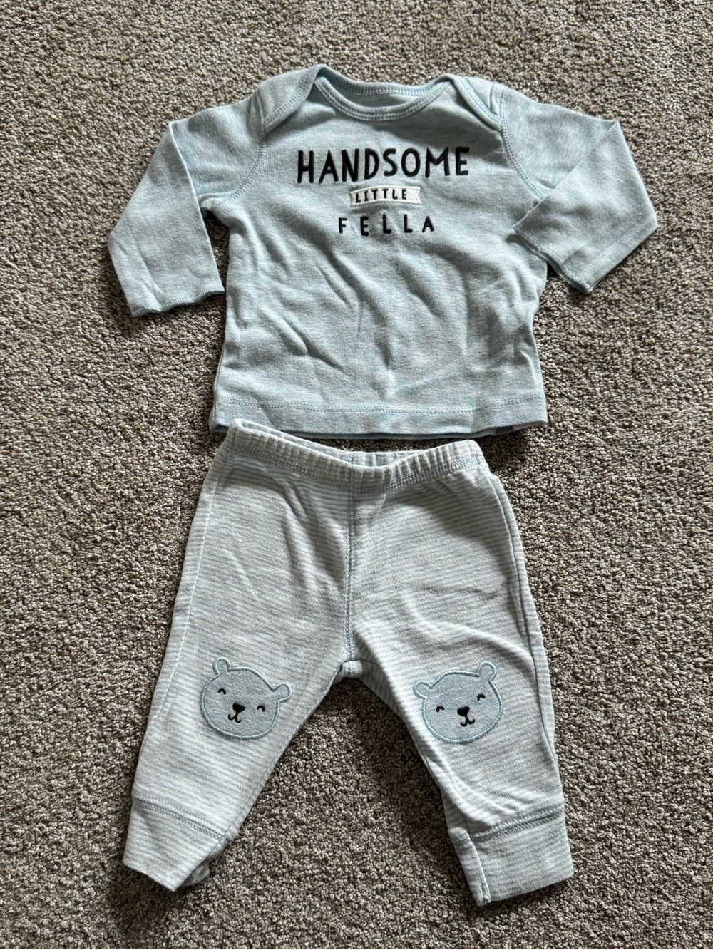 “Handsome Little Fella” long sleeved outfit for baby boy